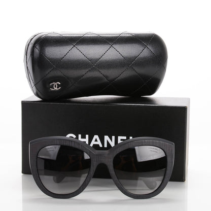 Chanel Tweed Effect CC Polarized Butterfly Signature Sunglasses 5332-A Black 6 of 6