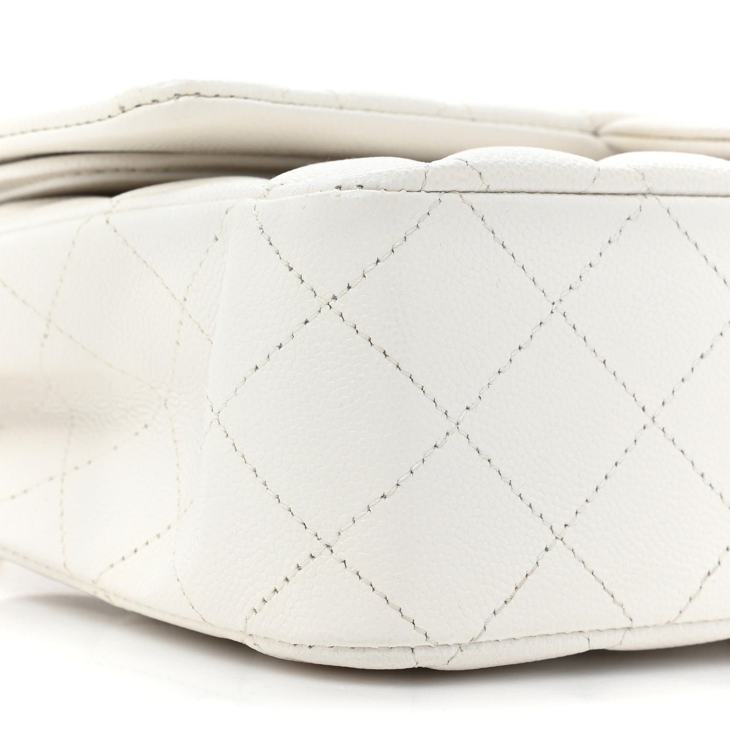 Caviar Quilted Medium Double Flap White