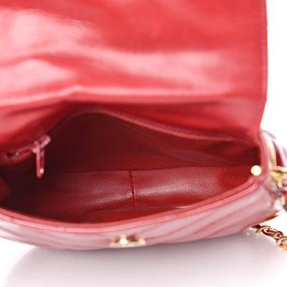 Chanel Patent Quilted Chevron Mini Flap Bag Red 5 of 15