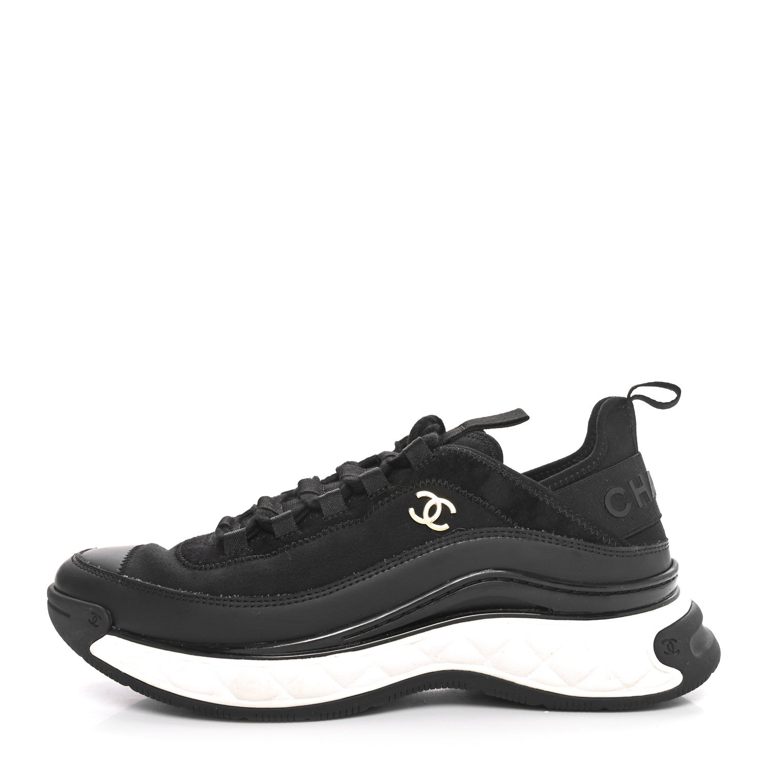 Chanel Velvet Calfskin Mixed Fibers CC Sneakers 39.5  Black 1 of 9