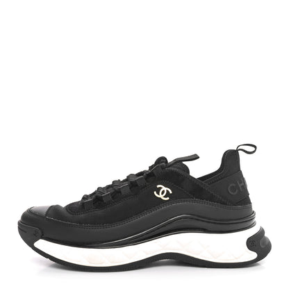 Chanel Velvet Calfskin Mixed Fibers CC Sneakers 39.5  Black 1 of 9