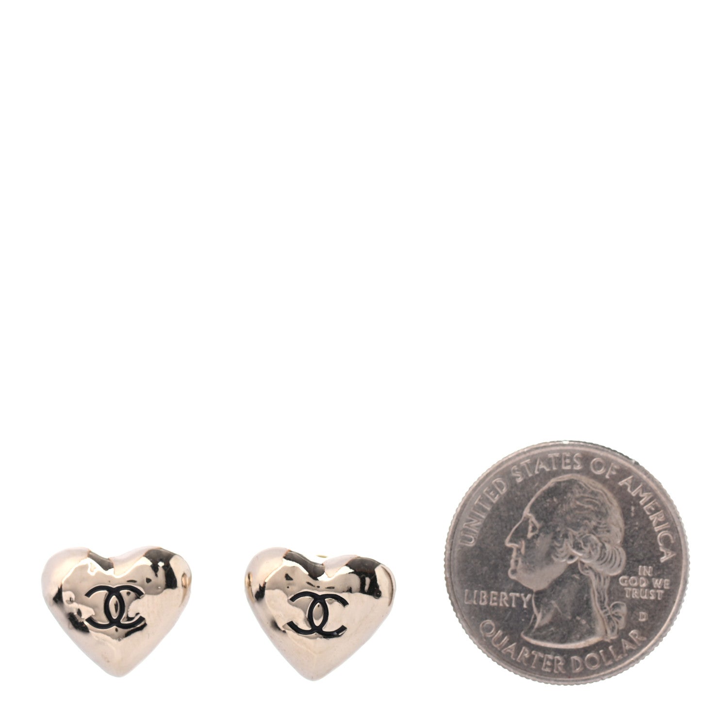 Chanel CC Heart Earrings Gold 2 of 3