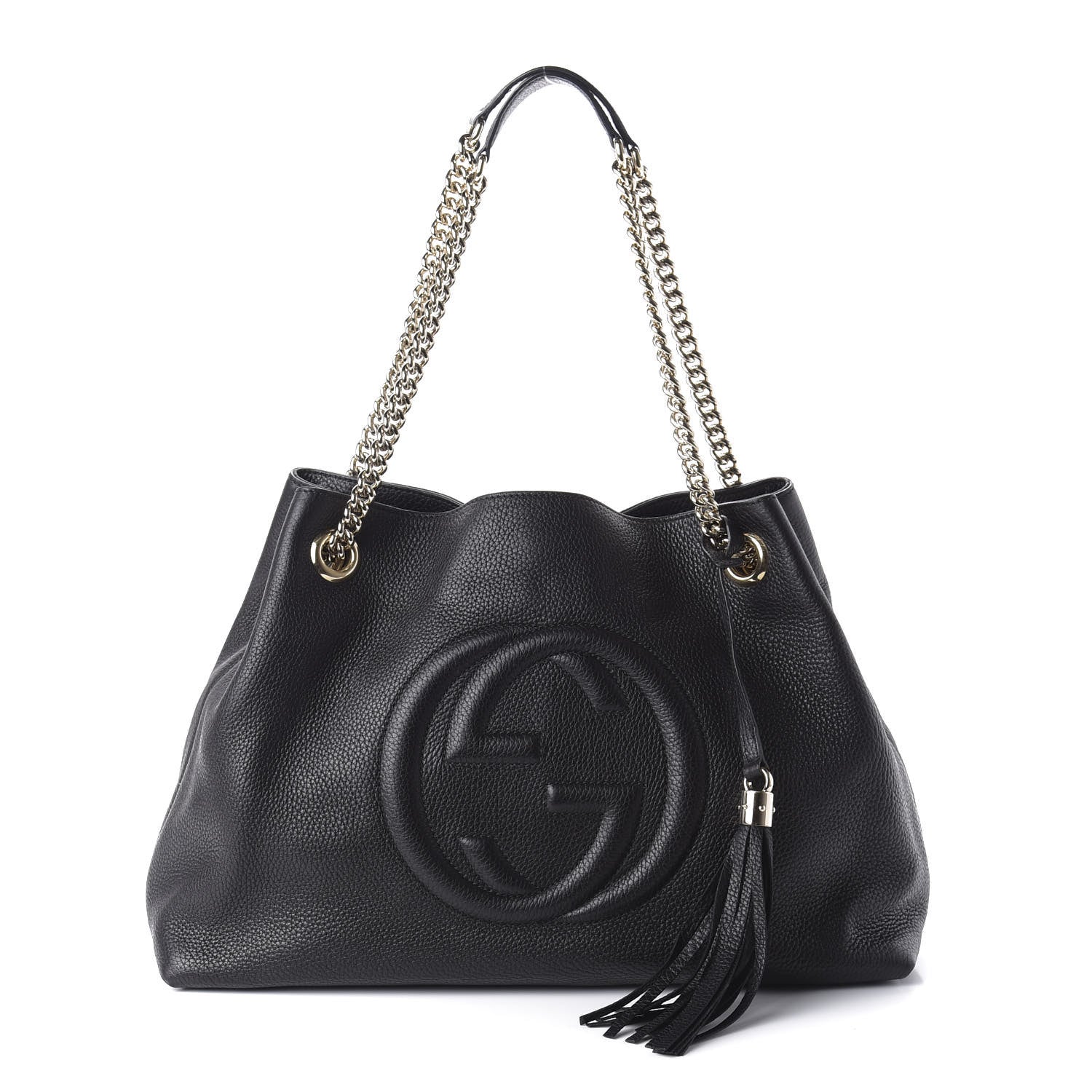 Gucci Pebbled Calfskin Medium Soho Chain Shoulder Bag Black 1 of 10