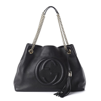 Gucci Pebbled Calfskin Medium Soho Chain Shoulder Bag Black 1 of 10
