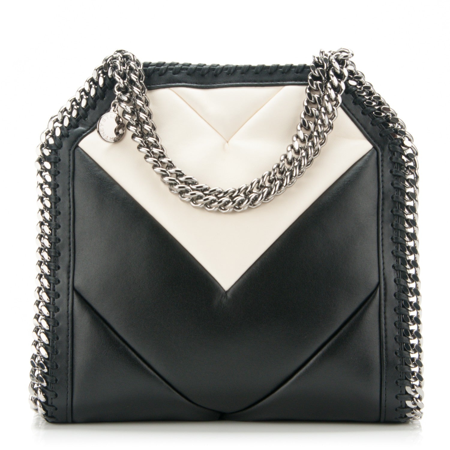 Stella McCartney Alter Nappa Quilted Mini Falabella Tote Black Ivory 1 of 8