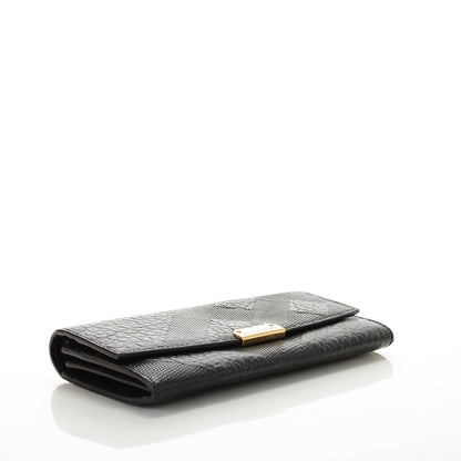 Burberry Signature Grain Calfskin Check Embossed Continental Wallet Black 4 of 8