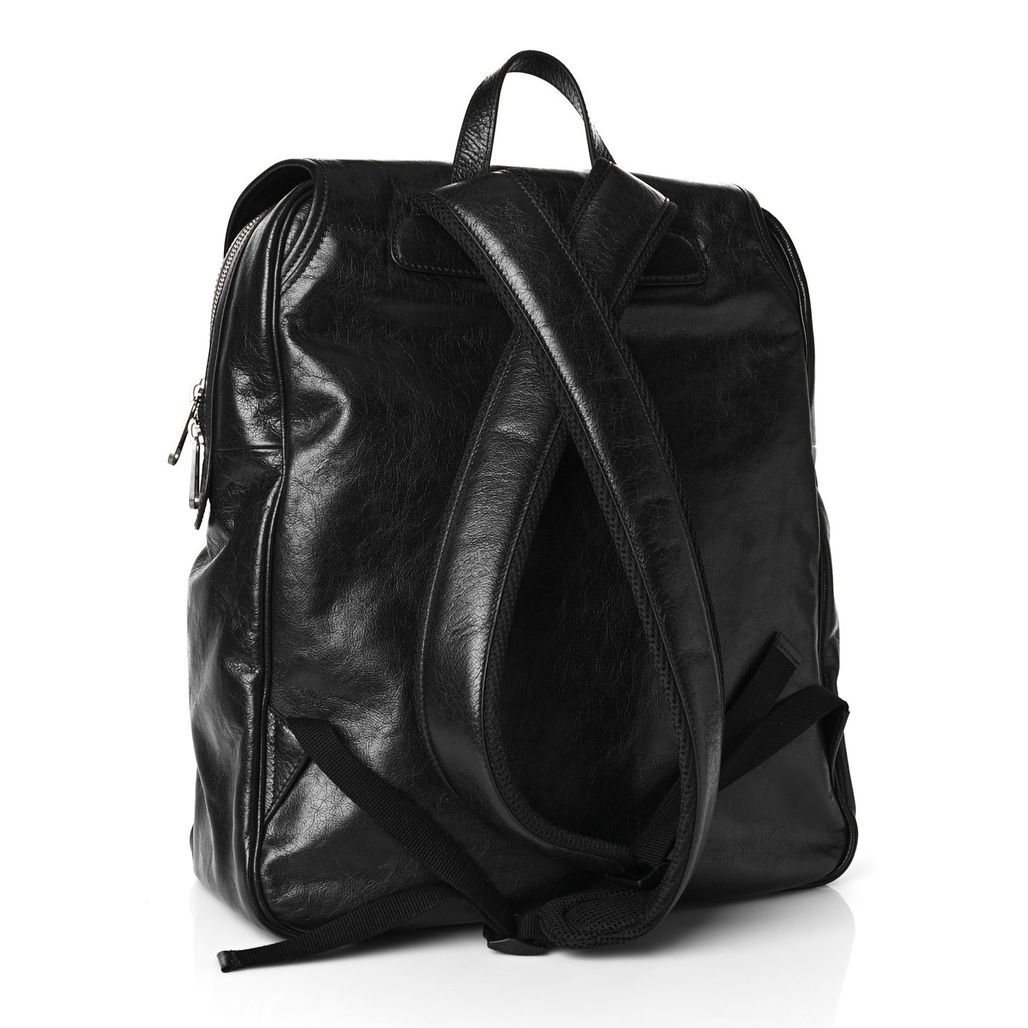 Fluffy Calfskin Mesh Nylon Medium Morpheus Double Buckle Backpack Black