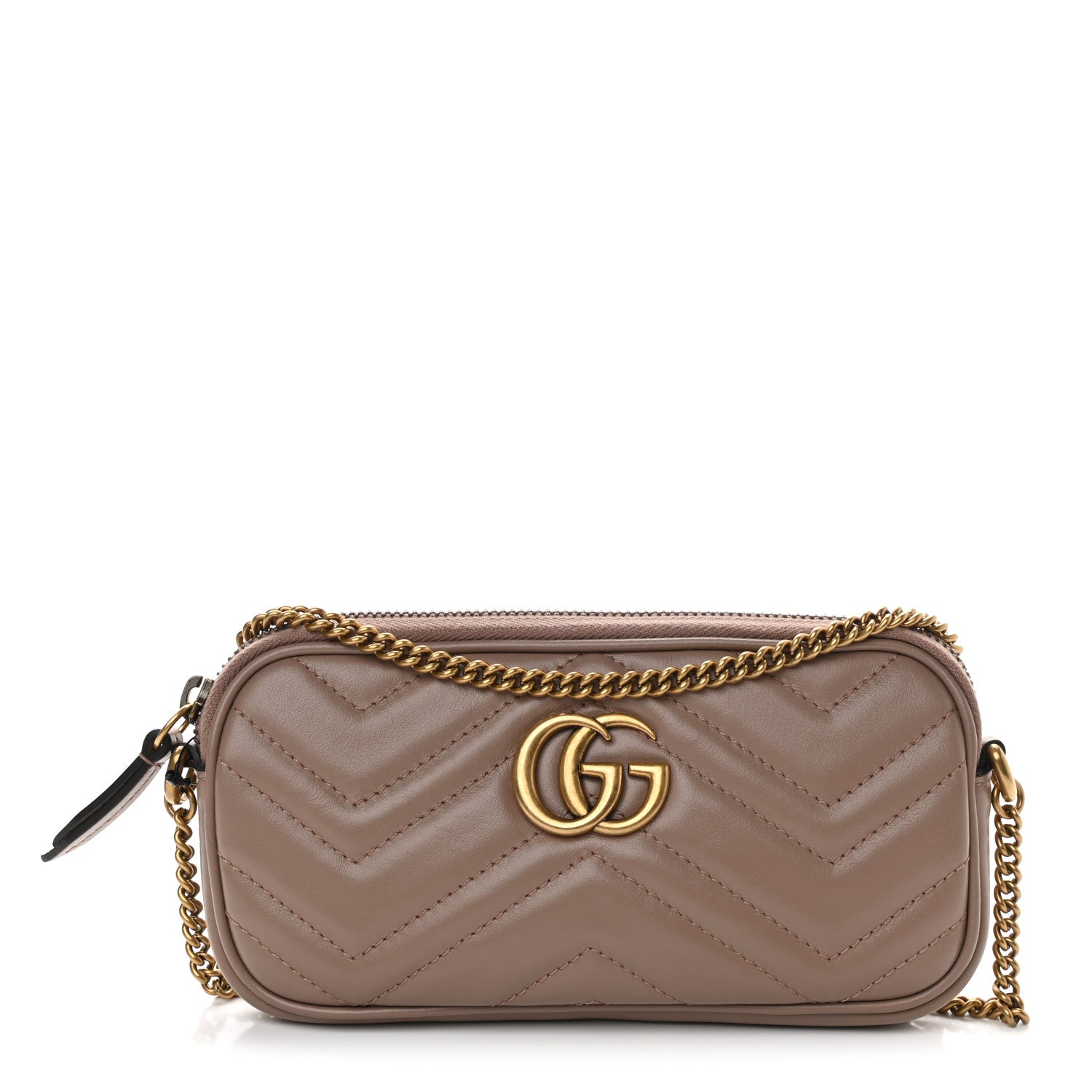 Gucci Calfskin Matelasse Mini GG Marmont Chain Crossbody Bag Porcelain Rose 1 of 9