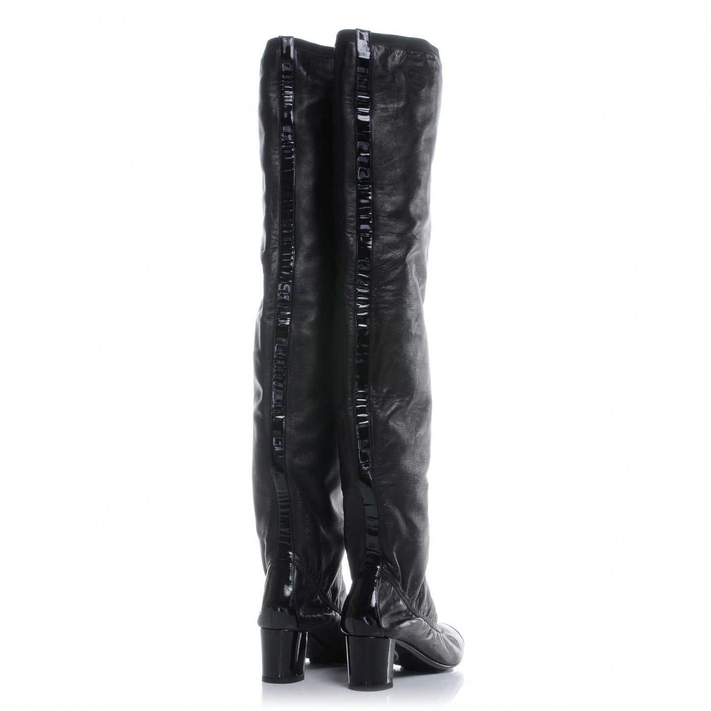 Leather Over The Knee Boots 38 Black