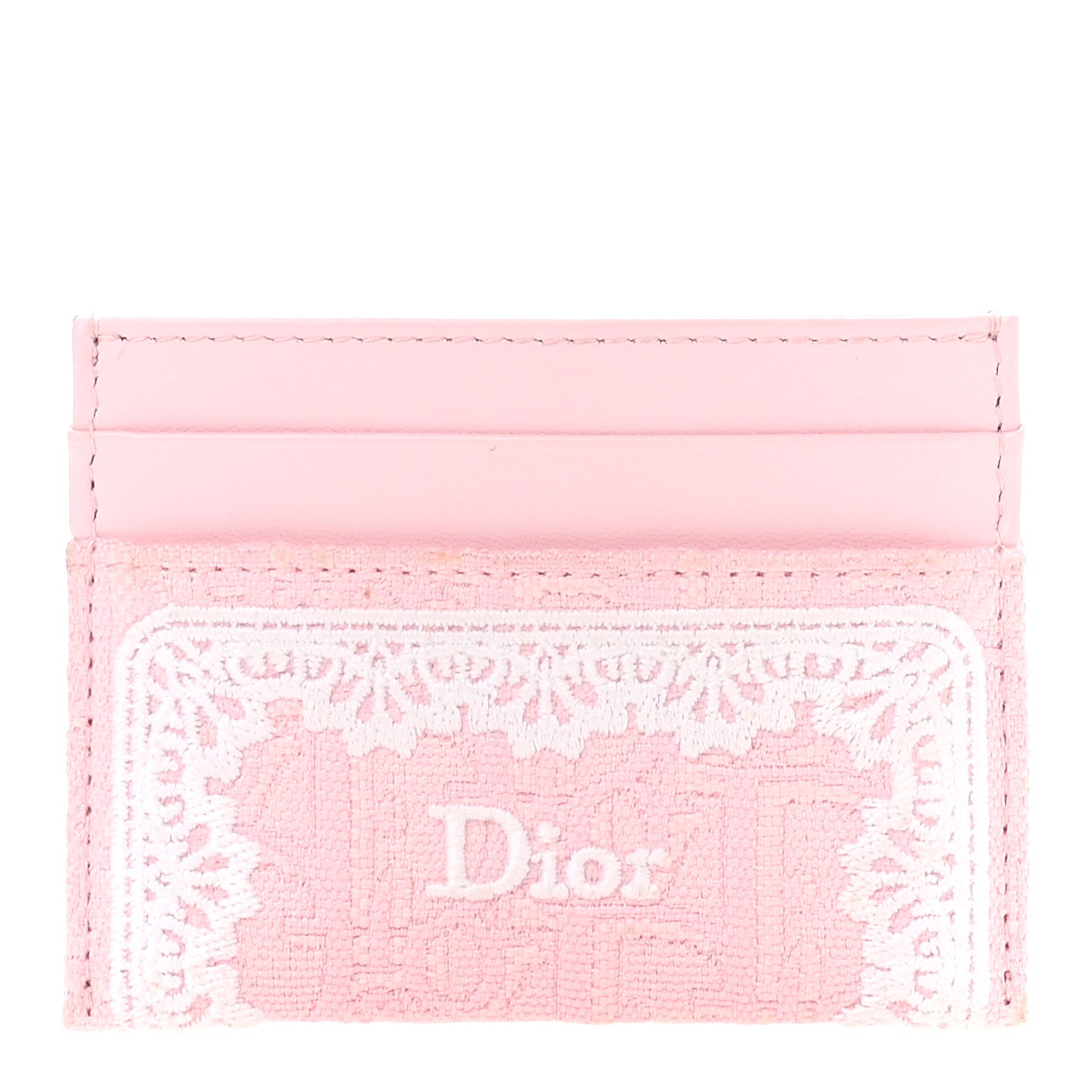 Christian Dior Calfskin Technical Fabric Oblique Lace Freesia Card
