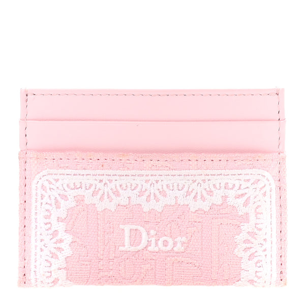 Christian Dior Calfskin Technical Fabric Oblique Lace Freesia Card