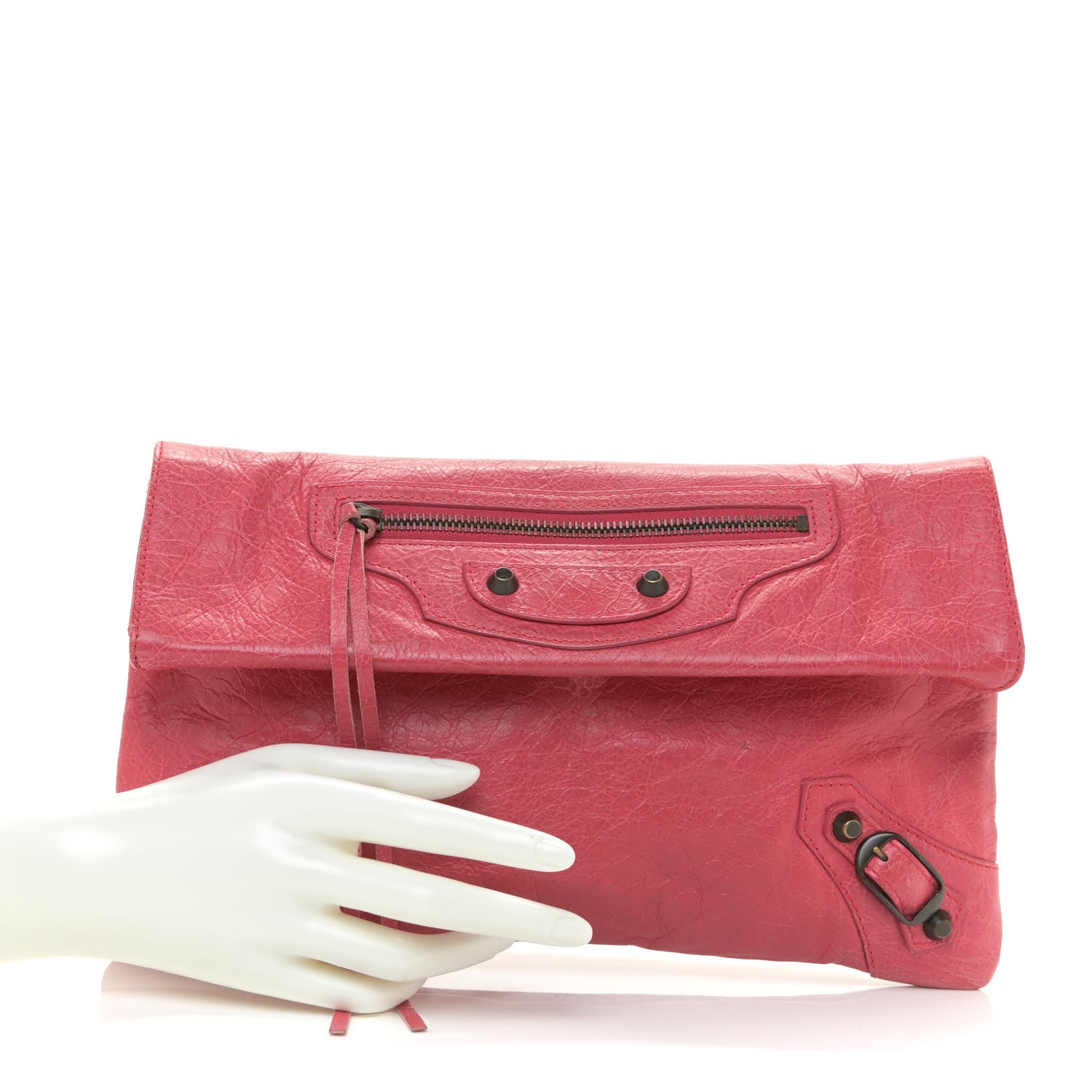 Balenciaga Agneau Classic Hardware Envelope Clutch Rose Thulian 2 of 11