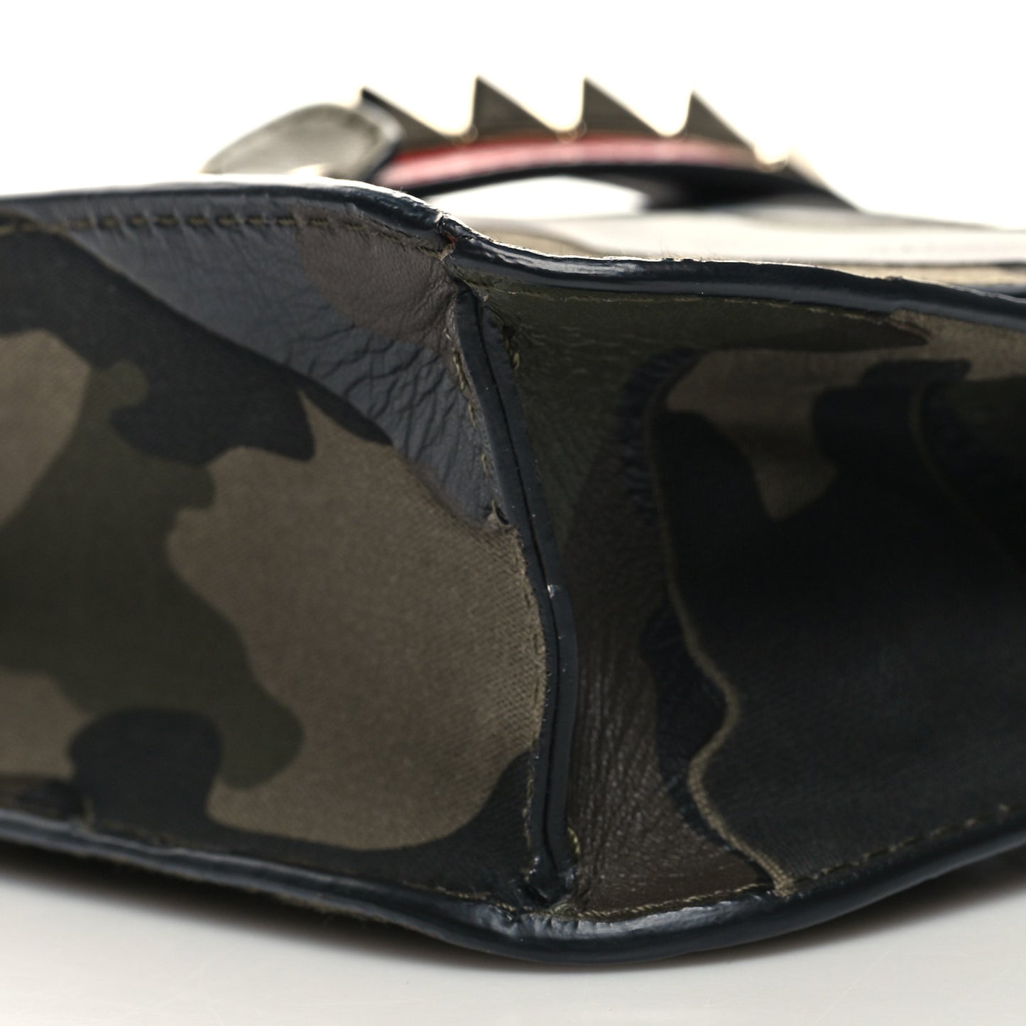 Nappa Canvas Camouflage Medium Glam Lock Rockstud Flap Verde