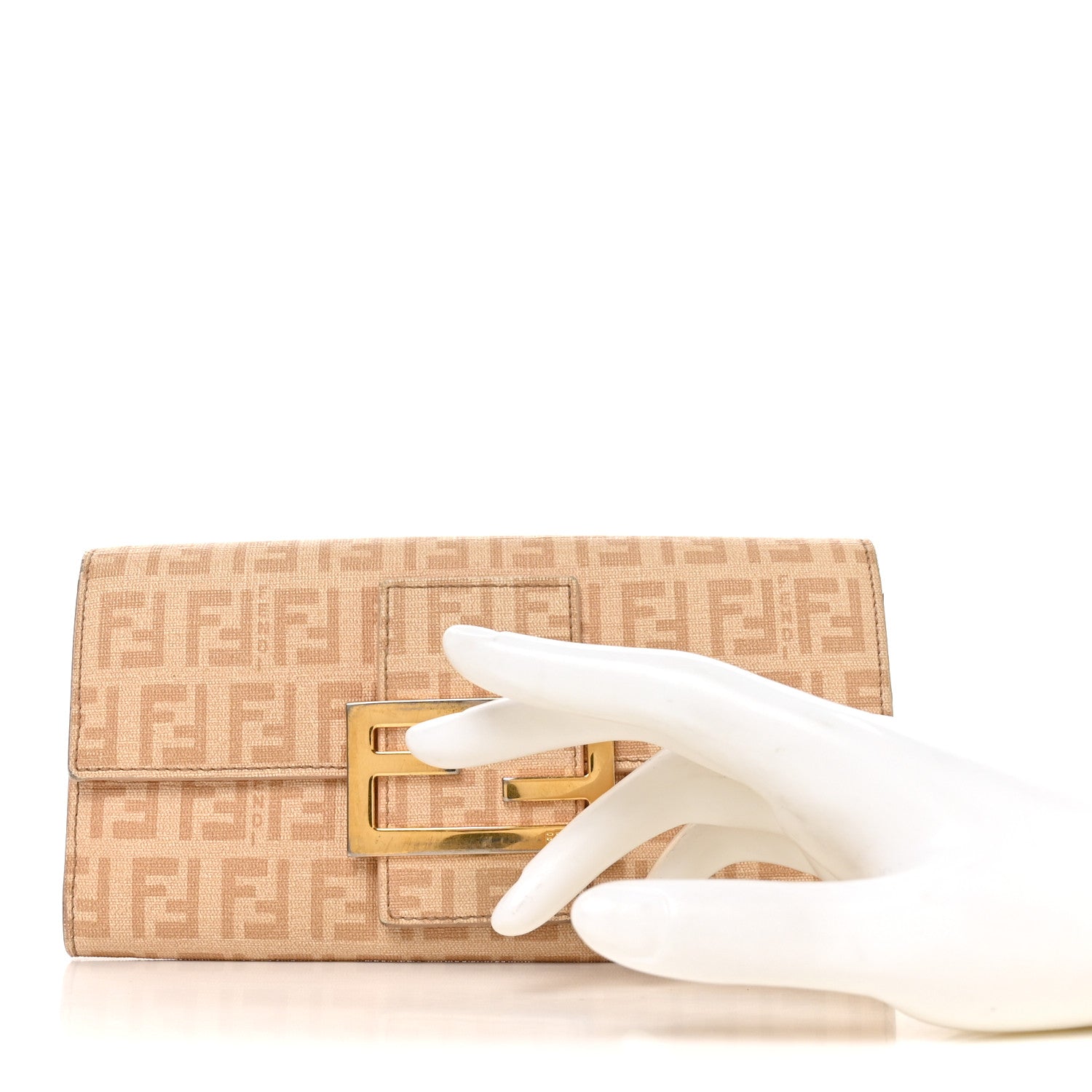 Fendi Zucchino Spalmati Forever Continental Wallet Camelia 2 of 9