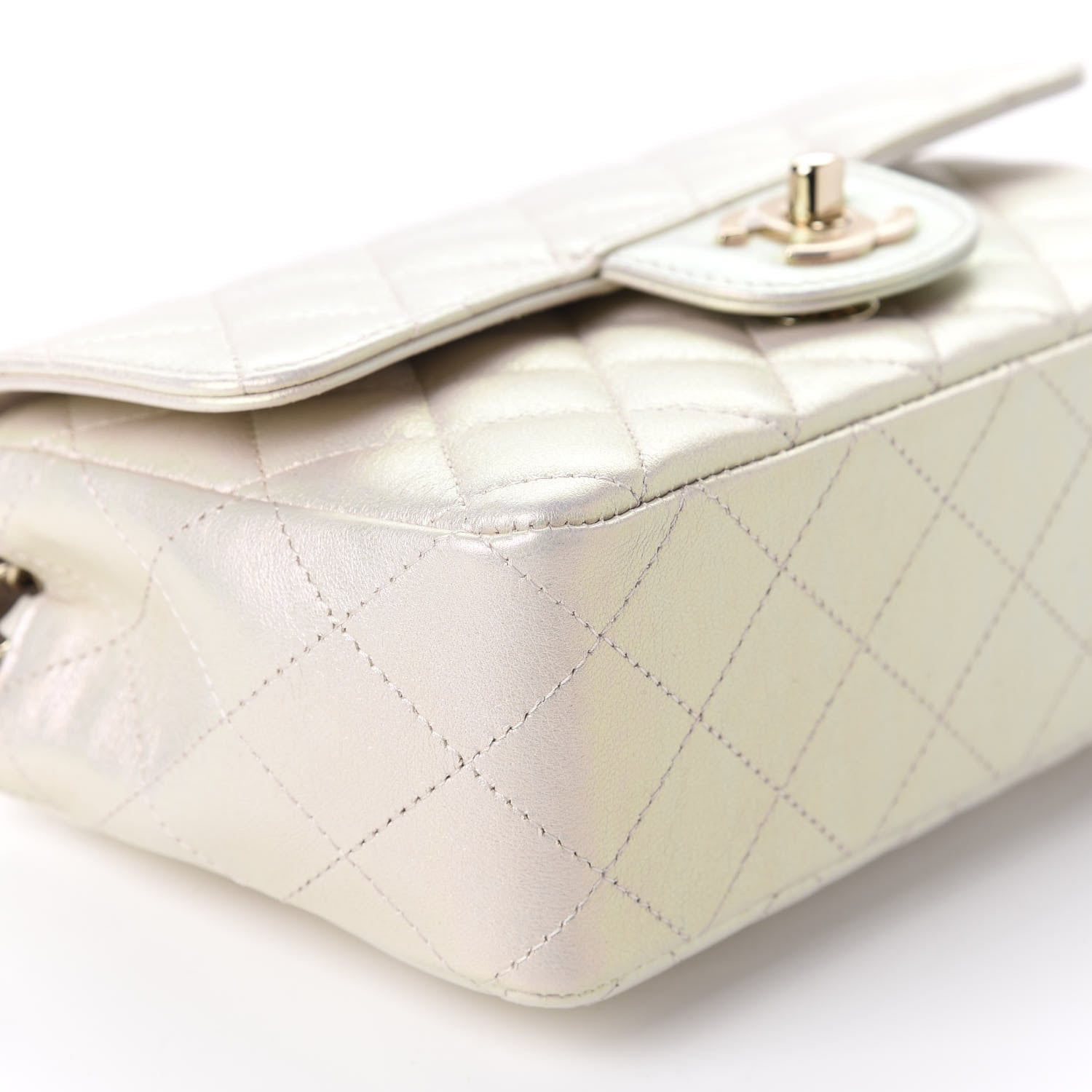 Chanel Iridescent Lambskin Quilted Mini Rectangular Flap Ivory 6 of 11