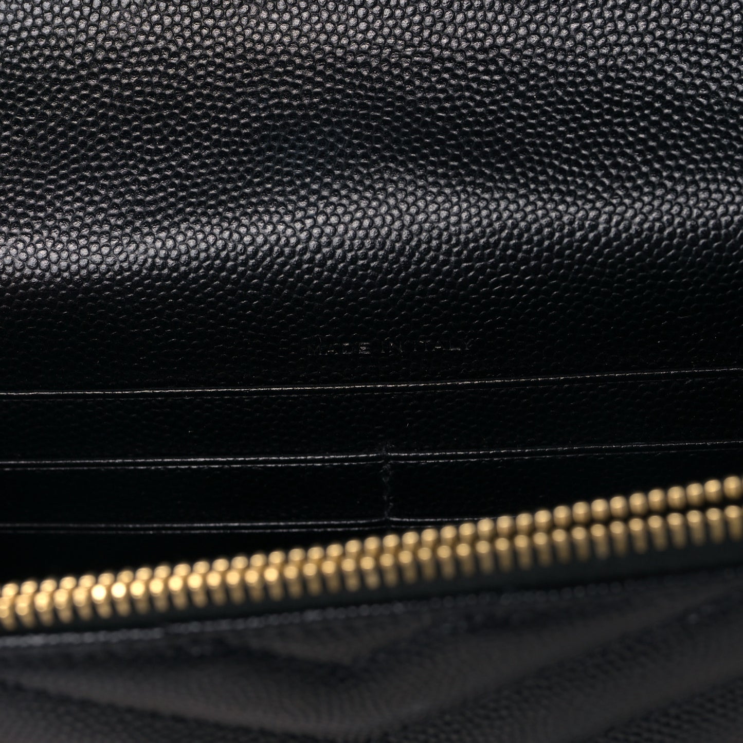 Grain De Poudre Matelasse Chevron Monogram Envelope Chain Wallet Black