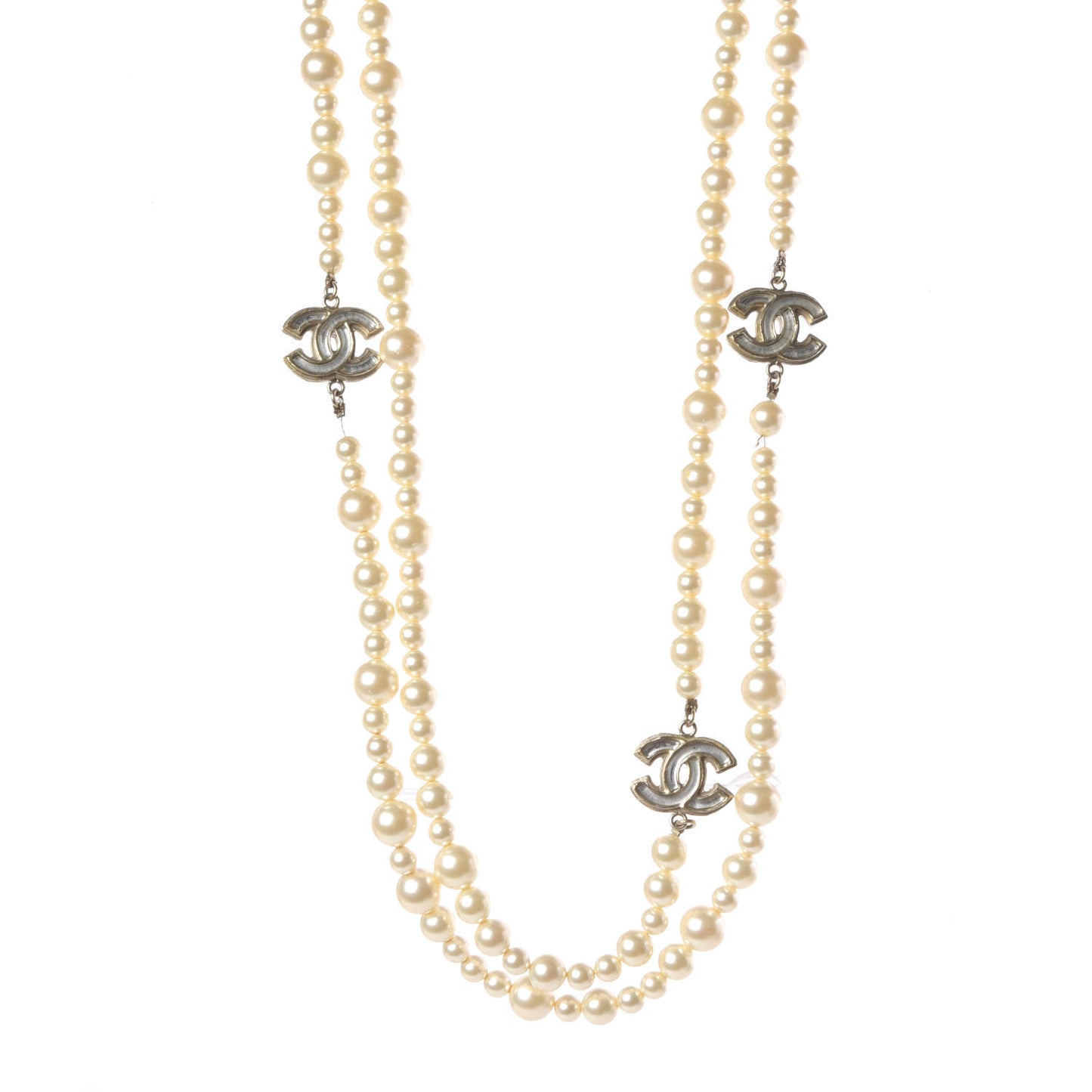Pearl Gripoix CC Long Necklace Gold