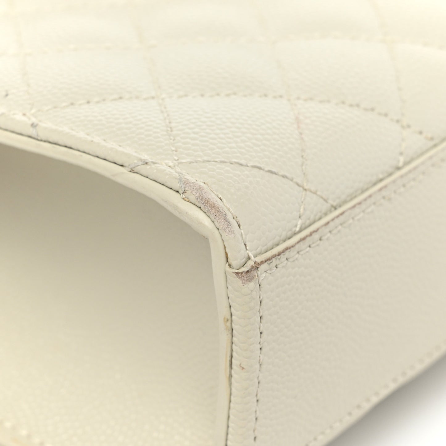 Grain De Poudre Textured Mixed Matelasse Medium Triquilt Monogram Satchel Crema Soft