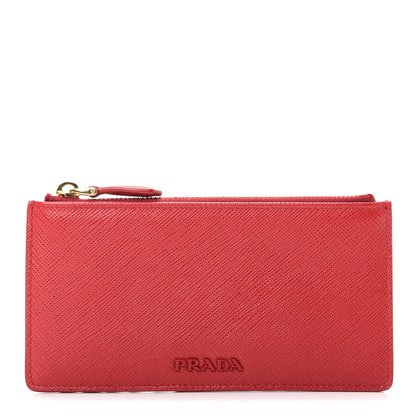 Prada Saffiano Zip Card Holder Fuoco Petalo 1 of 8