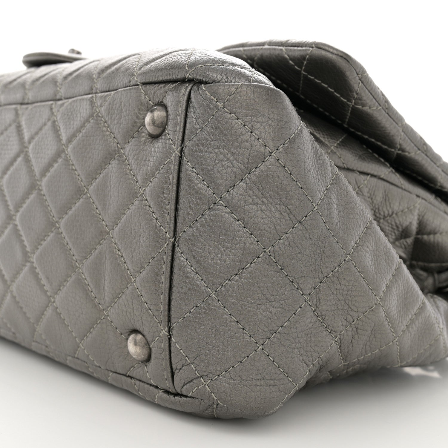 Chanel Metallic Metallized Calfskin Quilted XXL Travel Flap Bag Dark Silver 10 of 12