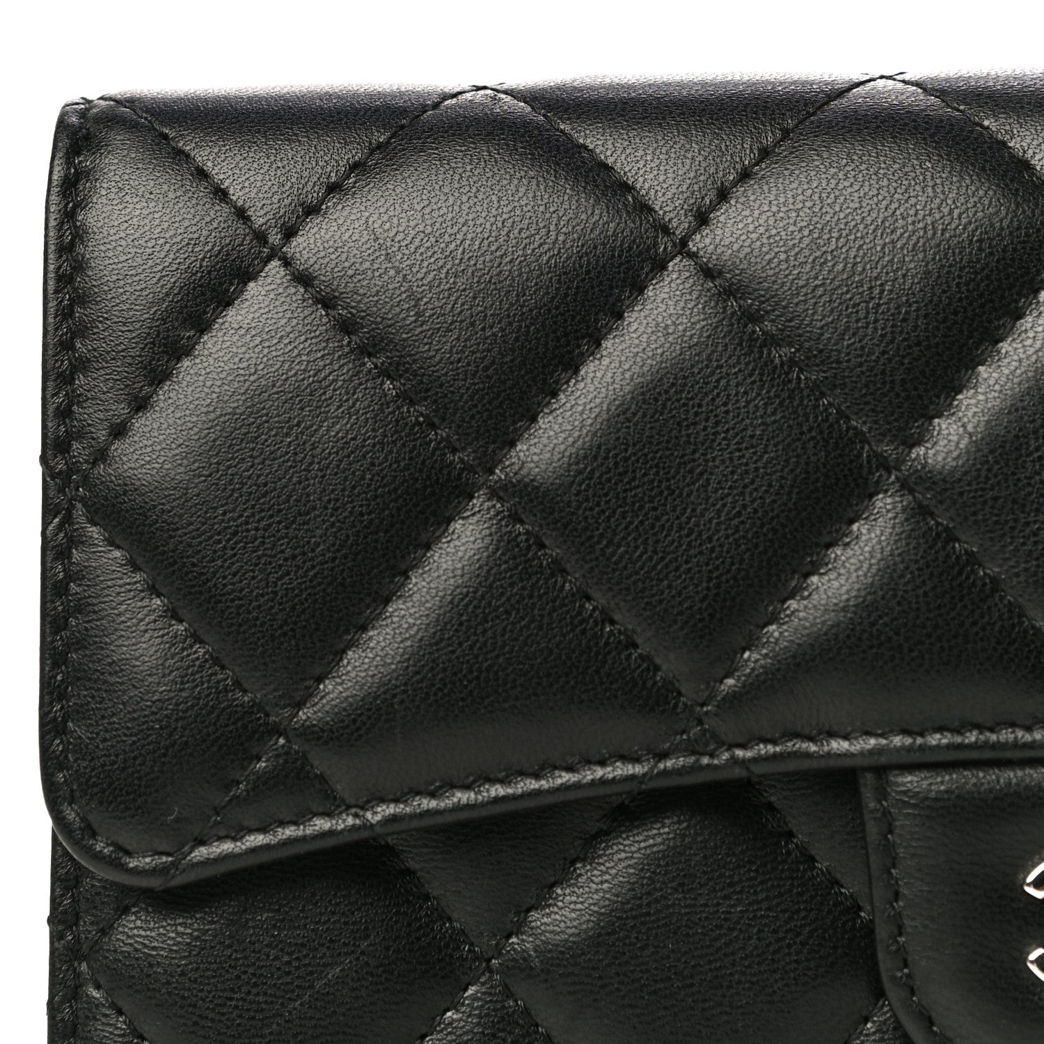 Chanel Lambskin Quilted Large Gusset Flap Wallet Black 21 of 24