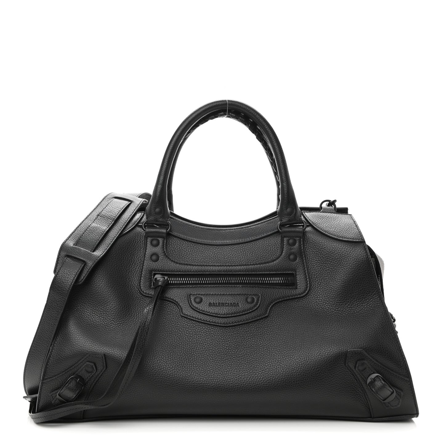 Grained Calfskin Neo Classic Black Hardware Medium City Black