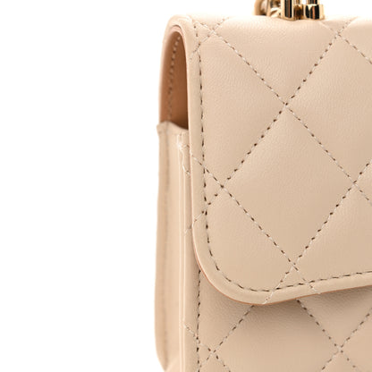 Chanel Lambskin Quilted Flap Phone Holder With Chain Ecru Dark Beige 12 of 12