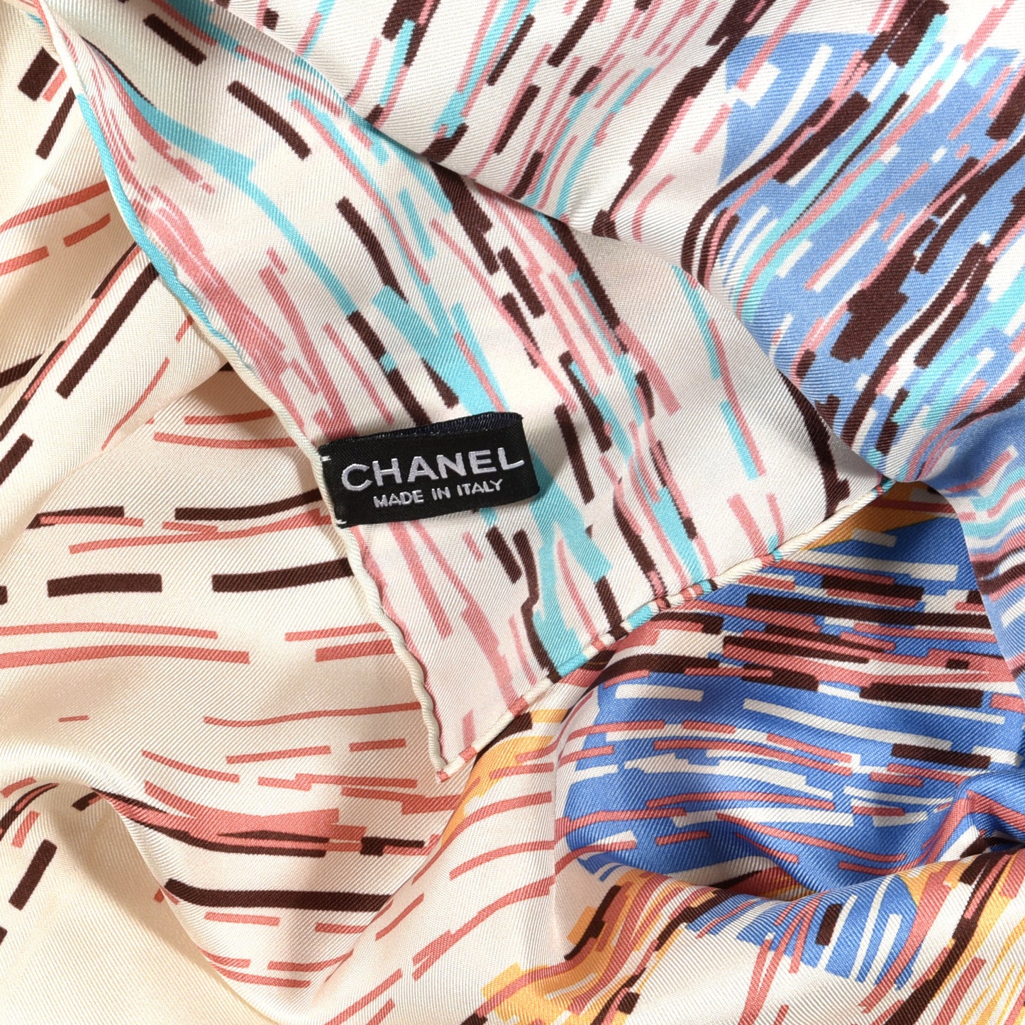 Silk CC Square Scarf Beige Blue Multicolor