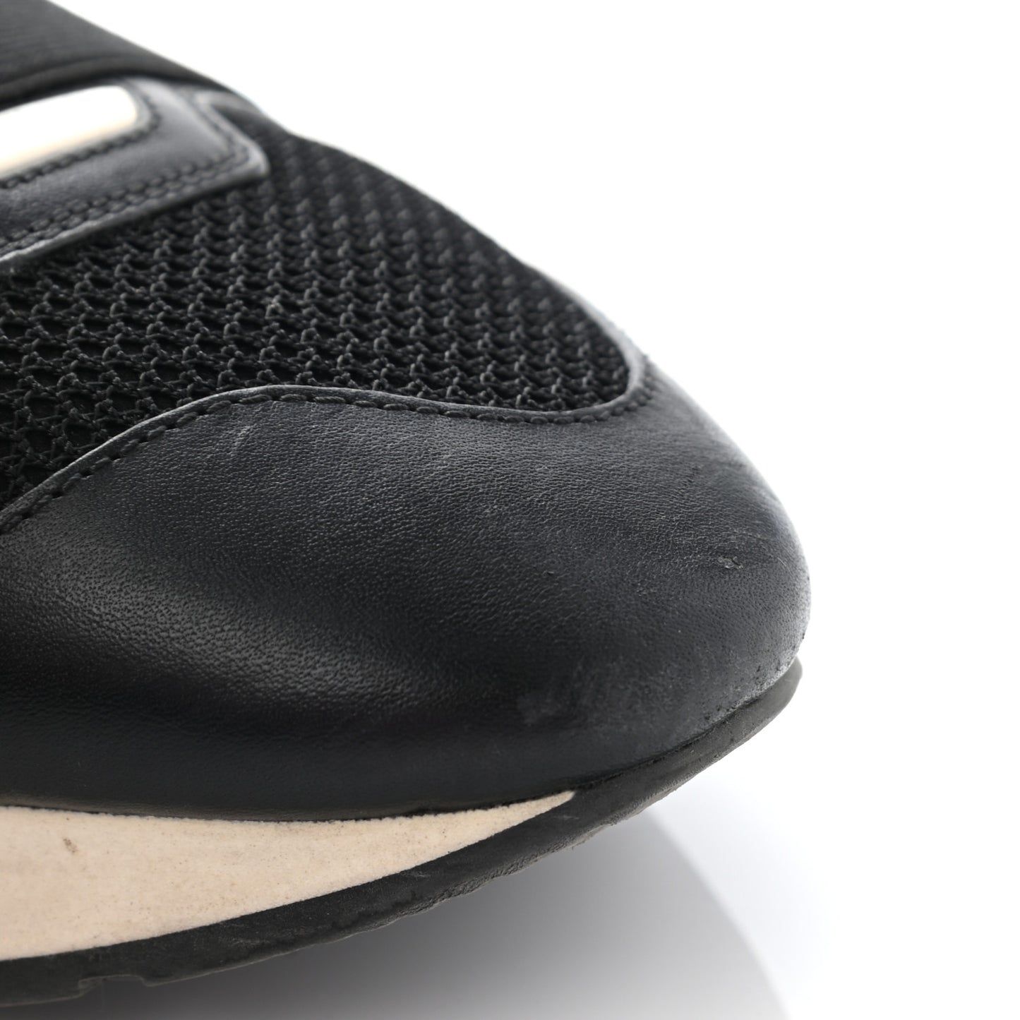Mesh Calfskin Neoprene Suede Womens Race Runner Sneakers 40 Black