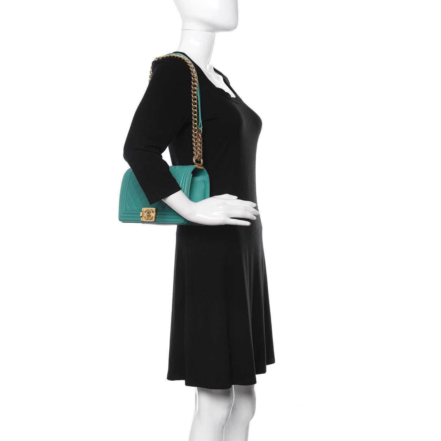 Chanel Calfskin Quilted Medium Boy Flap Turquoise 2 of 12
