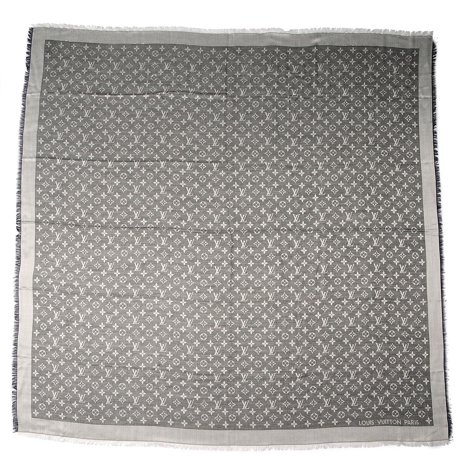 Louis Vuitton Wool Silk Monogram Denim Shawl Black 3 of 6