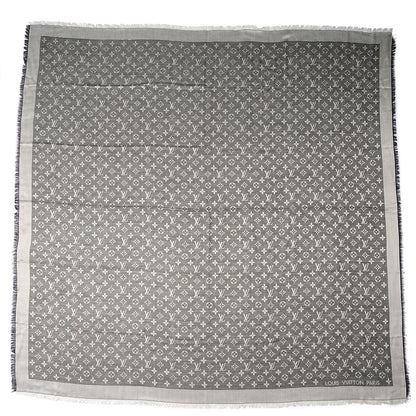 Louis Vuitton Wool Silk Monogram Denim Shawl Black 3 of 6