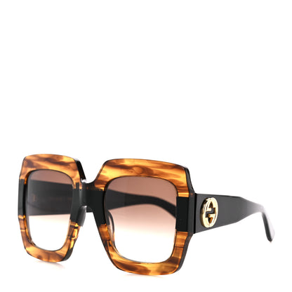 Gucci Acetate Square Frame Sunglasses GG0053S Havana 1 of 8