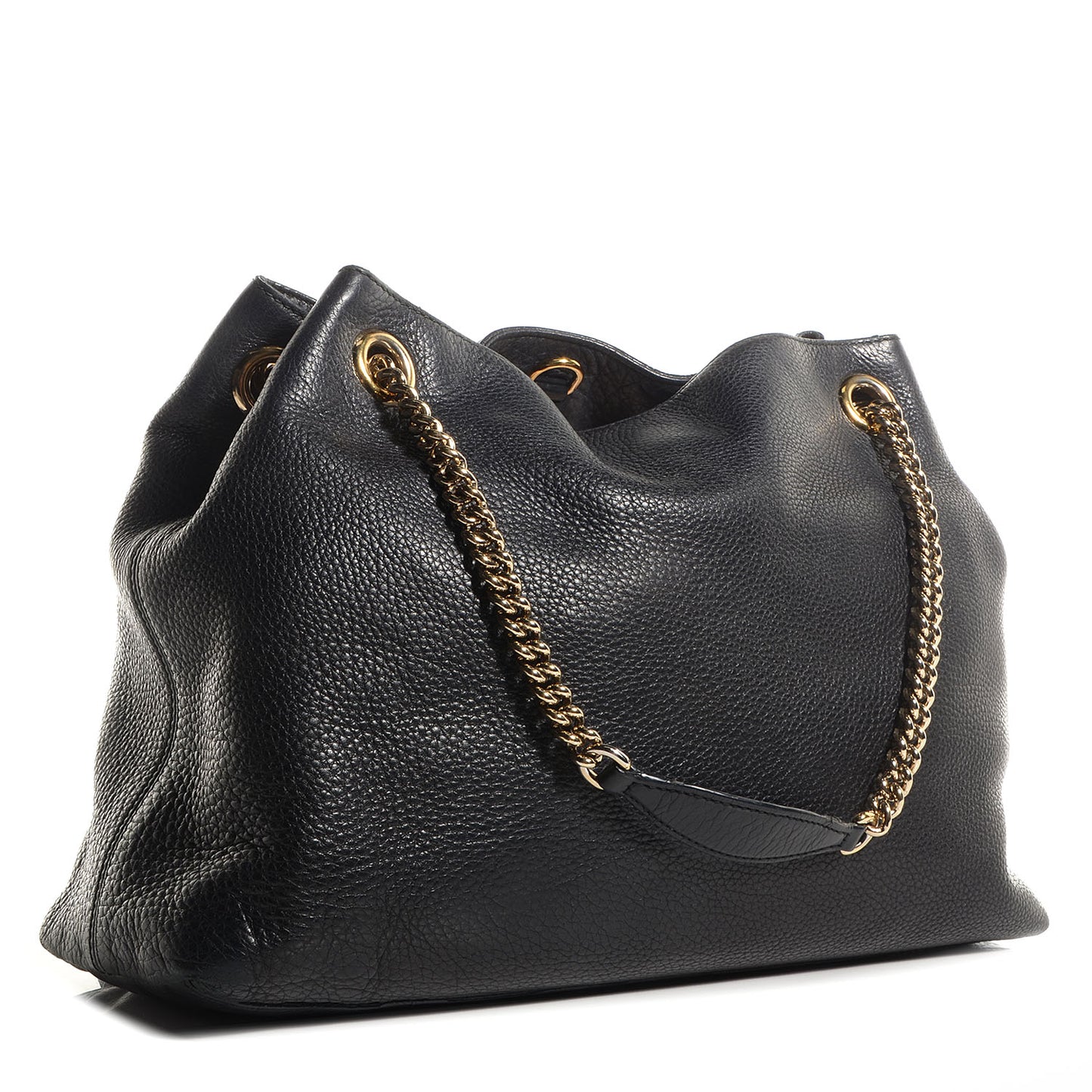 Pebbled Calfskin Medium Soho Chain Shoulder Bag Black
