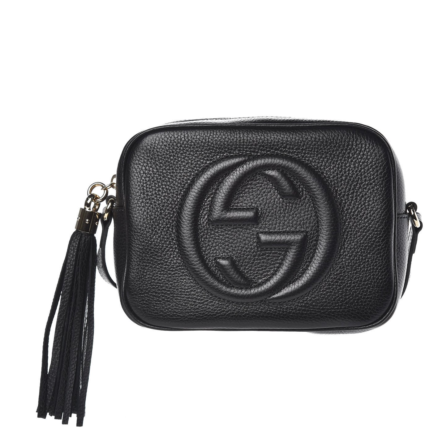 Pebbled Calfskin Small Soho Disco Bag Black