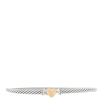 David Yurman Sterling Silver 18K Yellow Gold 3mm Cable Collectibles Heart Bracelet 1 of 4