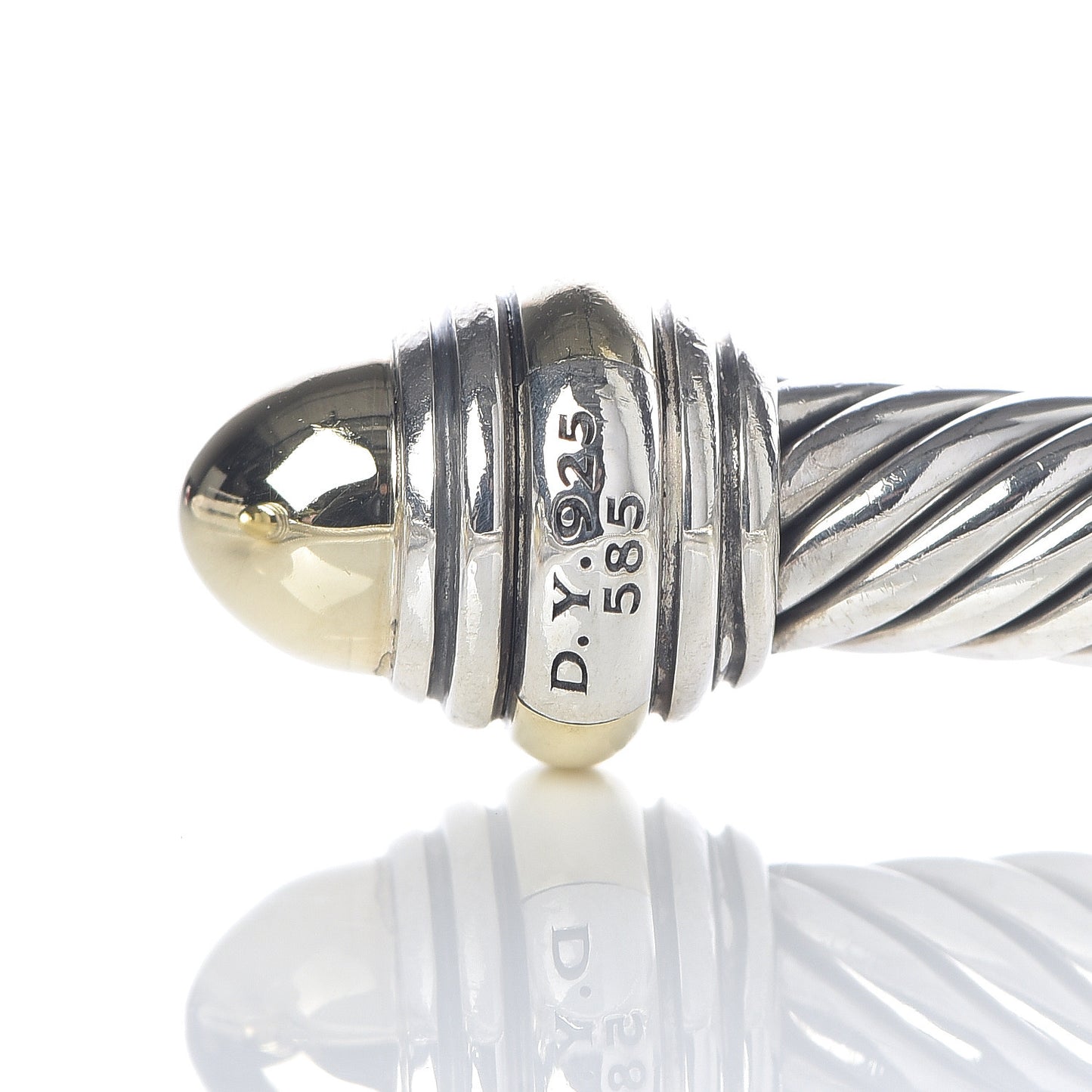 Sterling Silver 14K Yellow Gold 5mm Cable Classics Dome Bracelet