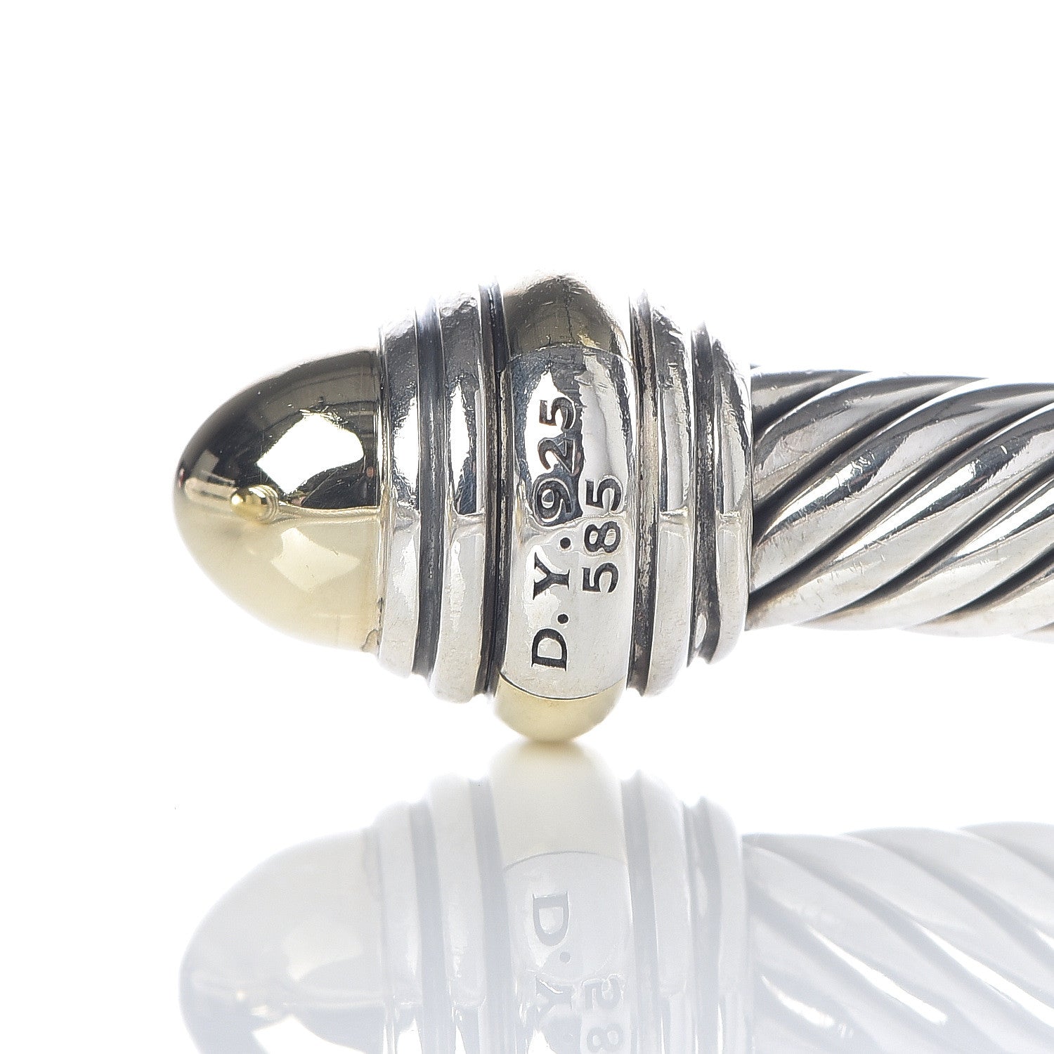 David Yurman Sterling Silver 14K Yellow Gold 5mm Cable Classics Dome Bracelet 5 of 5