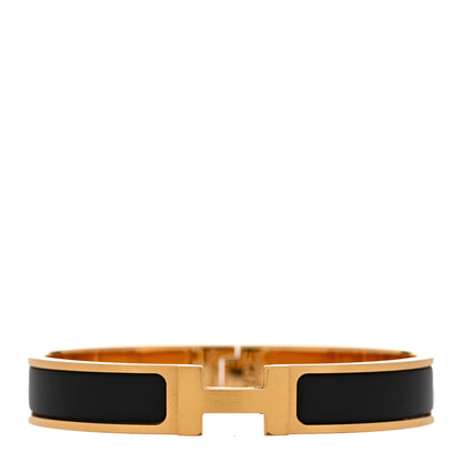 Hermes Matte Enamel Narrow Clic Clac HH Bracelet T6  Black 1 of 5