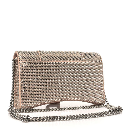 Balenciaga Strass Suede Crystal Hourglass Chain Bag Rose Gold 3 of 9