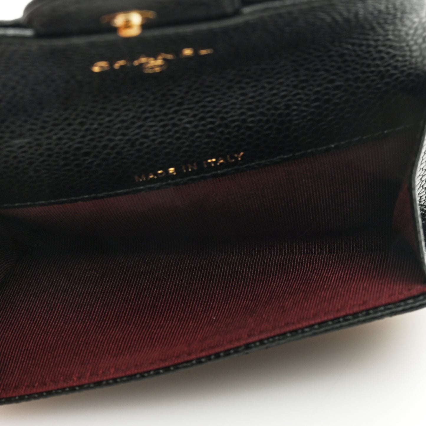Caviar Quilted Flap Card Holder Wallet Black