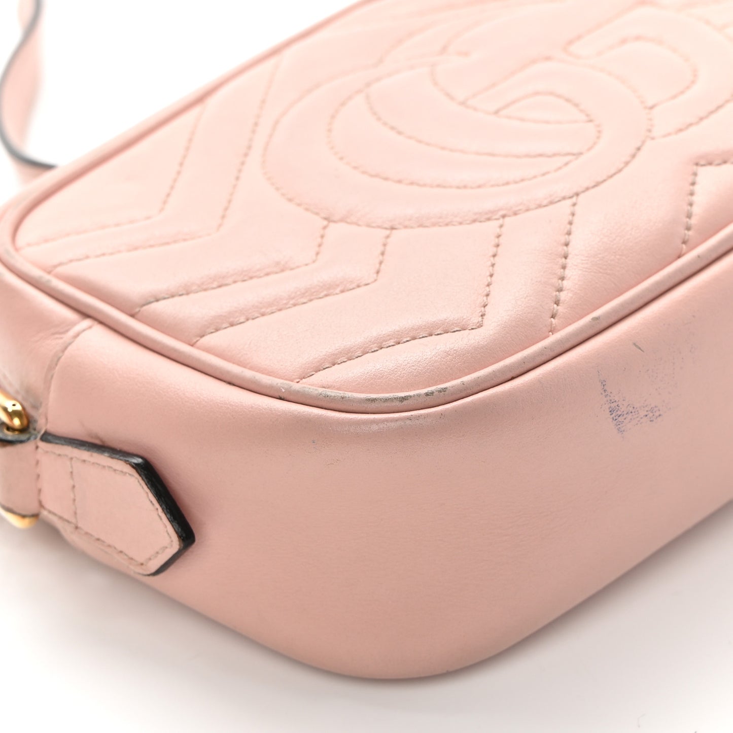 Calfskin Matelasse Mini GG Marmont Chain Shoulder Bag Perfect Pink