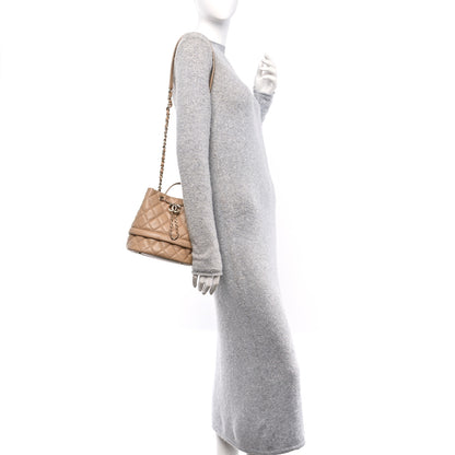 Chanel Caviar Quilted Rolled Up Bucket Drawstring Bag Beige 2 of 10