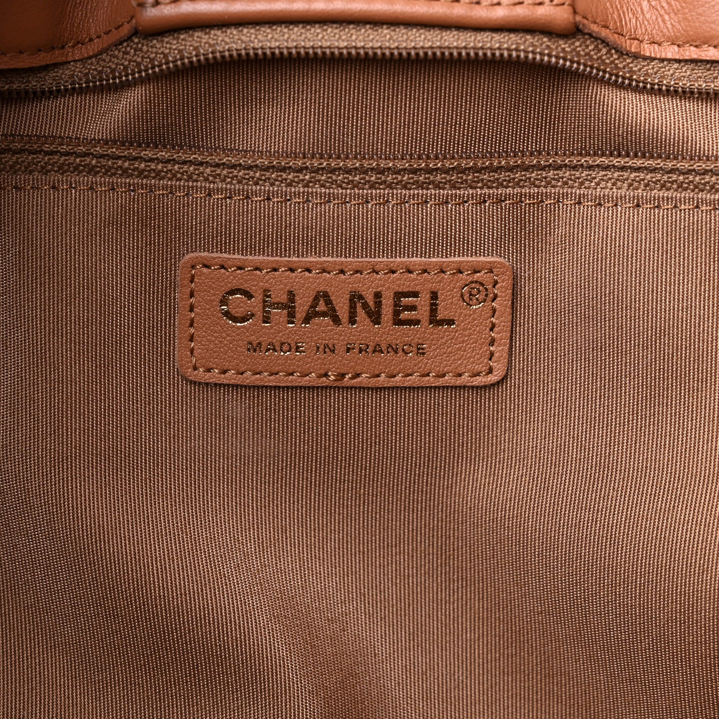 Calfskin Quilted Large Shopping Tote Dark Beige