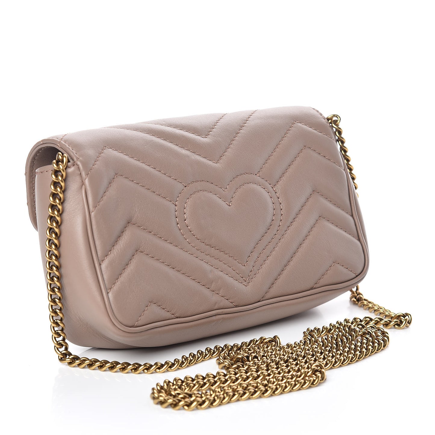 Calfskin Matelasse Super Mini GG Marmont Shoulder Bag Porcelain Rose