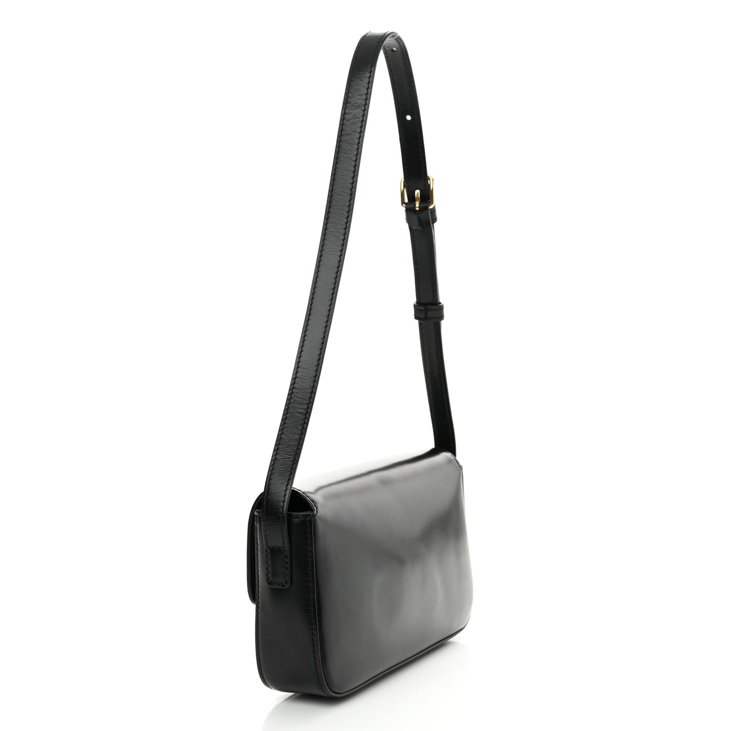 Shiny Calfskin Triomphe Shoulder Bag Black