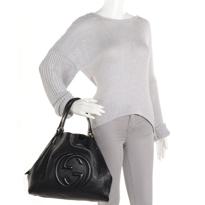 Gucci Pebbled Calfskin Medium Soho Shoulder Bag Black 2 of 7