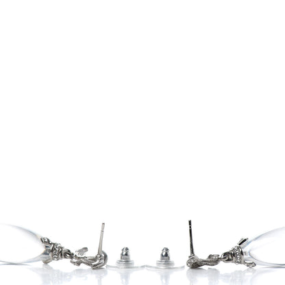 Chanel Ruthenium Crystal CC Drop Earrings Silver 3 of 4