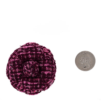 Chanel Tweed Camellia Brooch Pink 2 of 3