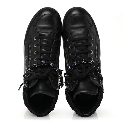 Chanel Lambskin Tweed Zipped Sneakers 39 Black Blue 2 of 11
